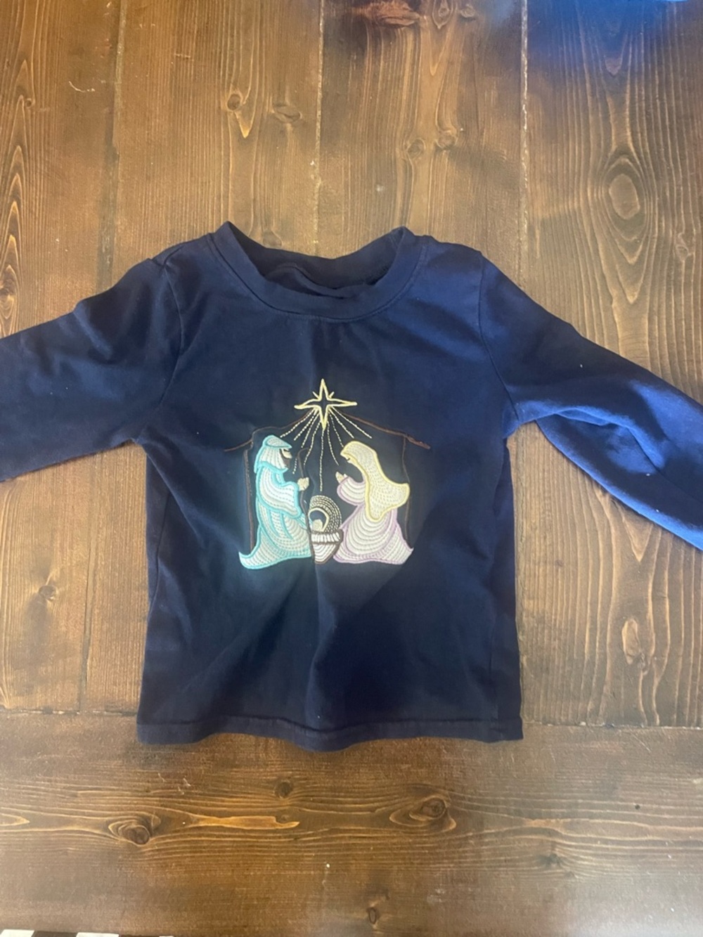 Kids Navy Nativity Long-Sleeve Tee